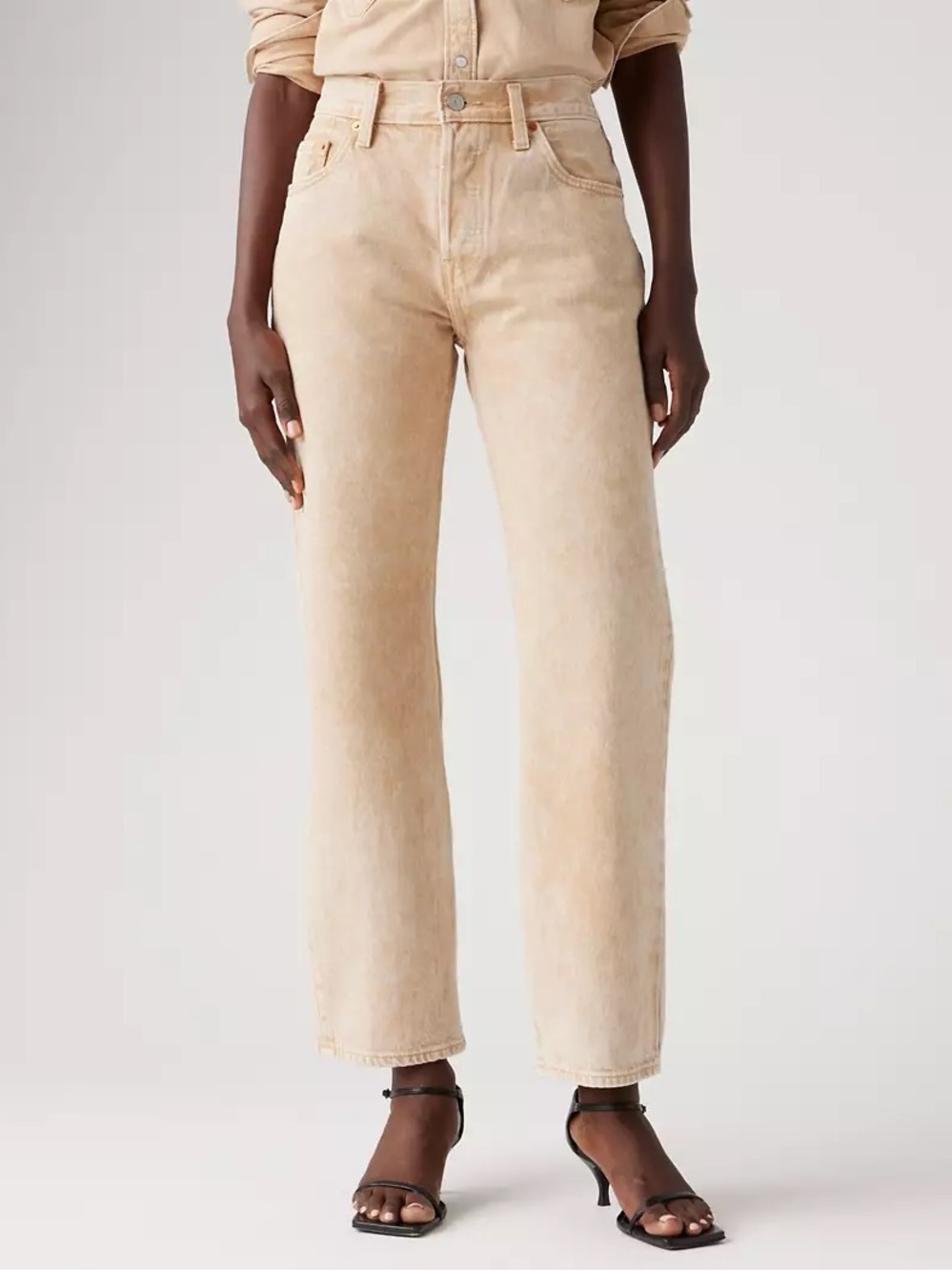 Levi's 501 Original Cream Beige Straight Leg Jeans 24x30 100% Cotton NWOT